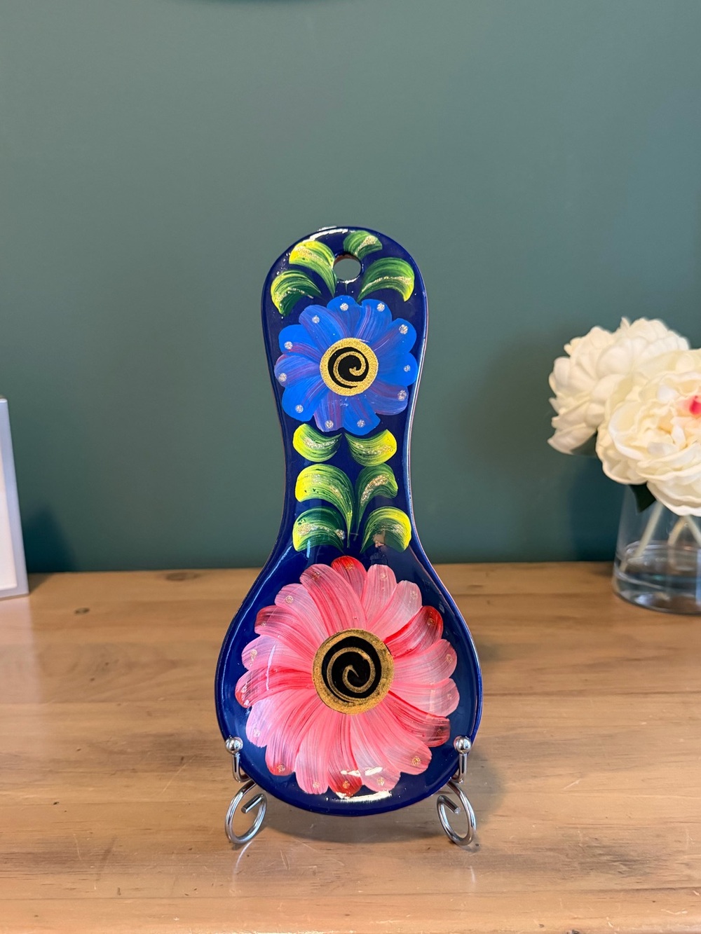 Handmade Mexican Talavera Spoon Rest | Colorful Folk Art Kitchen Decor
